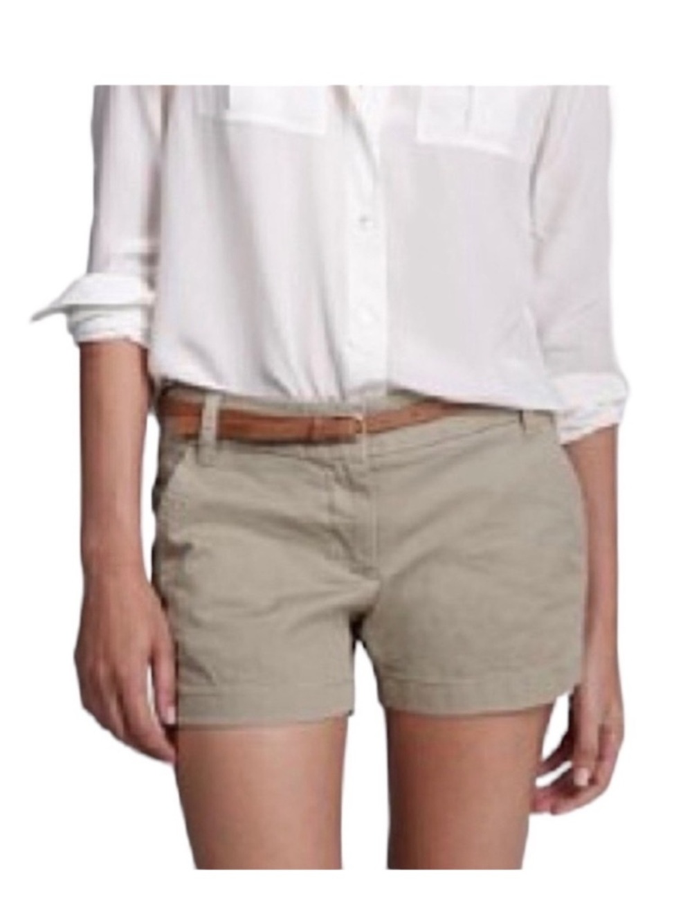 J Crew Woman’s 100% Cotton Chino‎ Broken in Shorts Sz 6 tan khaki